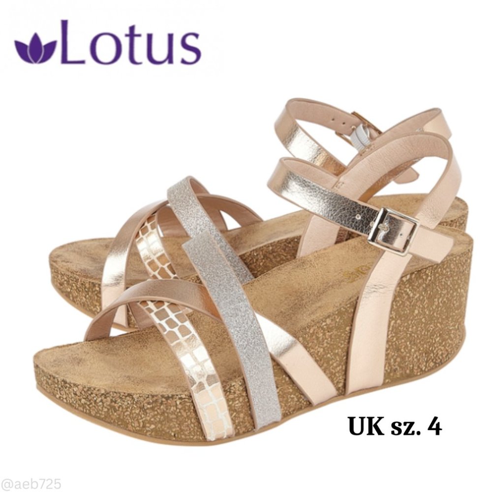 NIB Lotus Lily Wedge Sandals in Rose Gold sz. 4 UK, sz. 6 US